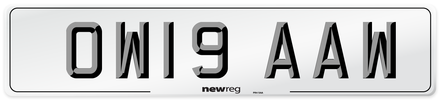 OW19 AAW Number Plate from New Reg